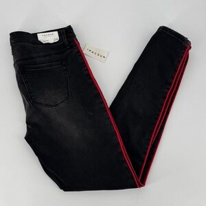 NWT PacSun Perfect Fit Jegging Black Red Stripe Skinny Jeans Women's 28